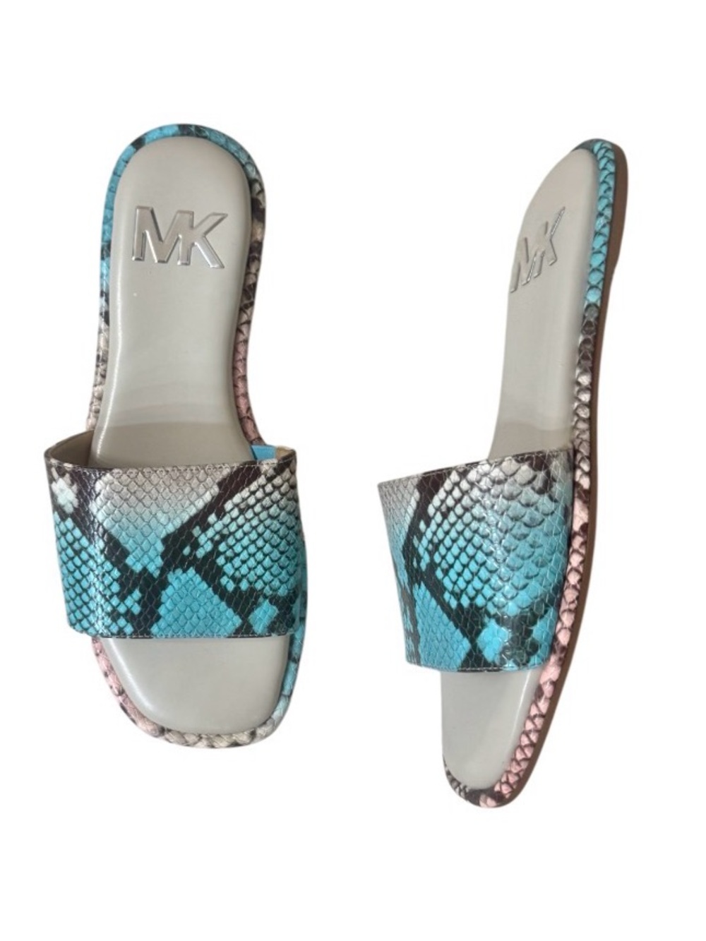 Wrn1X MICHAEL KORS Hayworth faux snake slides women’s sandals size 8.5 - Picture 4 of 13